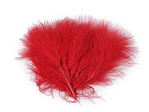 Suroviny - Perie marabu 5-12 cm 20 ks (Červená) - 15596625_