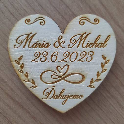  - Svadobná magnetka nekonečná láska srdiečko - 15597858_