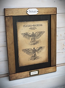Tabuľky - Obrázok zo starého kabinetu - patenty (lietajúci stroj) - 15598779_