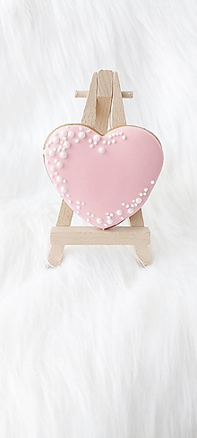 Darčeky pre svadobčanov - Medovníkové srdce ružové s perličkami - 15600214_