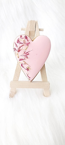 Darčeky pre svadobčanov - Medovníkové srdce so sušenými kvetmi I. - 15600268_