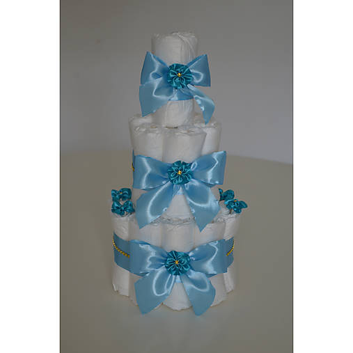 Plienková torta RUŽENKA - ružová, modrá, zelená (Veľkosť plienok č.2 (3 - 6kg) - Modrá)