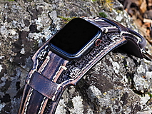 Náramky - Bajkerský kožený remienok pre apple hodinky vintage čierna - 15601534_
