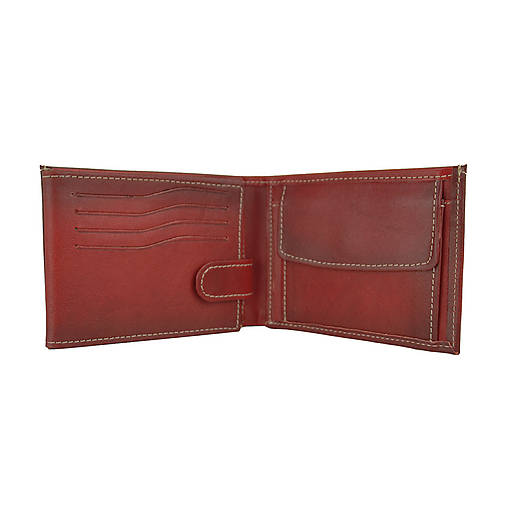 Ručne tieňovaná kožená peňaženka, bordová farba