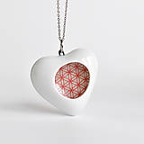 Náhrdelníky - Porcelánový náhrdelník srdce - Květ života - 15600936_