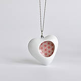 Náhrdelníky - Porcelánový náhrdelník srdce - Květ života - 15600940_