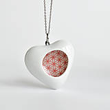 Náhrdelníky - Porcelánový náhrdelník srdce - Květ života - 15600941_