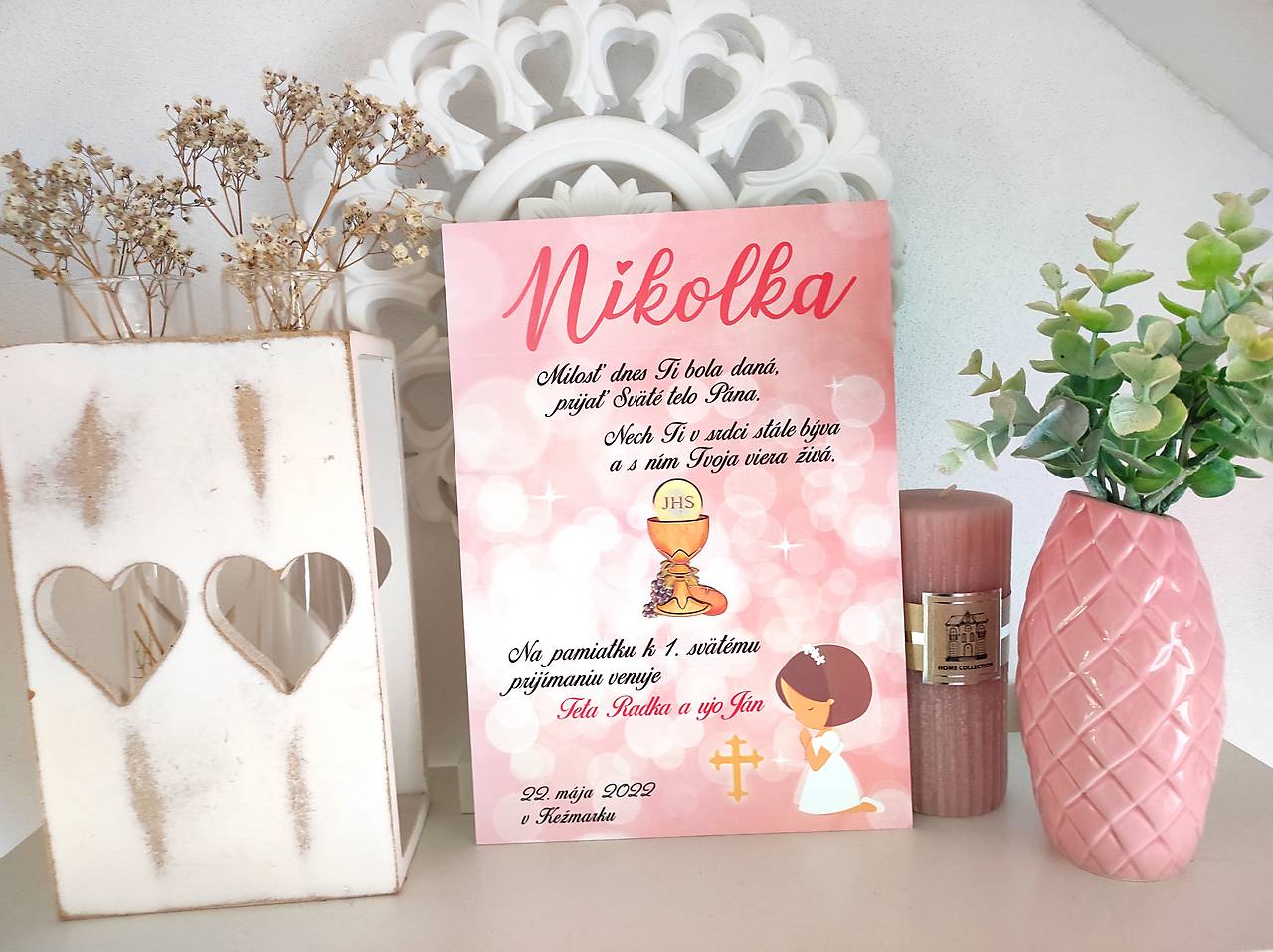 Darček k 1.sv. prijímaniu - tabuľka k 1.sv. prijímaniu (dievčenská)