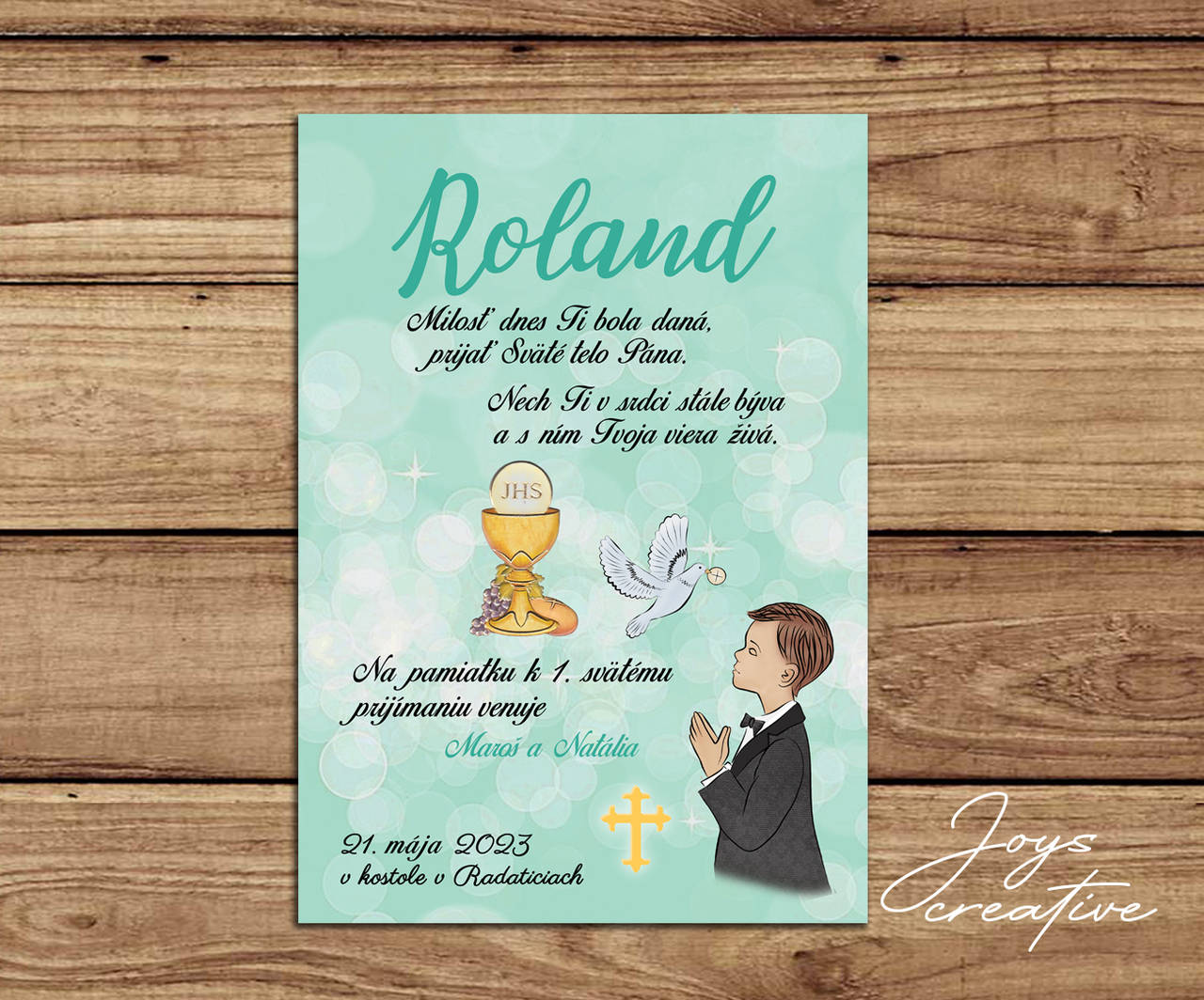 Darček k 1.sv. prijímaniu - tabuľka k 1.sv. prijímaniu (chlapčenská)