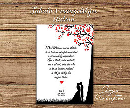 Tabuľky - Tabuľka manželský sľub  (dizajn s príbehom lásky - strom) - 15599352_