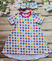 Detské oblečenie - Šaty a čelenka - farbené bodky - 15602290_