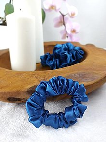 Ozdoby do vlasov - Scrunchie - gumička malá (Modrá) - 15601747_