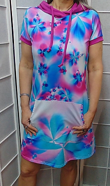 Šaty - Šaty s kapucí - pastelové květy S - XXXL - 15604326_