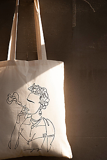 Nákupné tašky - •ručne maľovaná plátená taška - Smoking Frida• - 15603926_