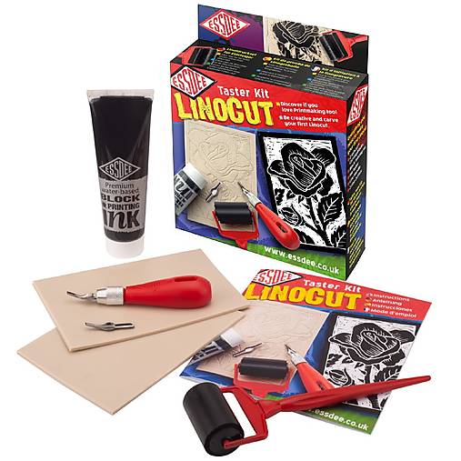 Sada na linoryt - taster kit linocut (rydlá, farba, lino, valček)