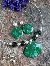 Sady šperkov - Sada šperkov (aj) z polymérovej hmoty - zelená, monstera - 15604628_