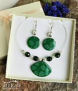 Sady šperkov - Sada šperkov (aj) z polymérovej hmoty - zelená, monstera - 15604637_