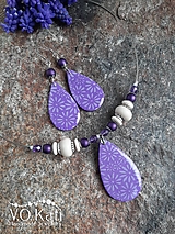 Sady šperkov - Sada šperkov (aj) z polymérovej hmoty - fialová, kvety - 15604684_