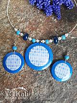 Sady šperkov - Sada šperkov (aj) z polymérovej hmoty - bielo-modré kruhy - 15604789_