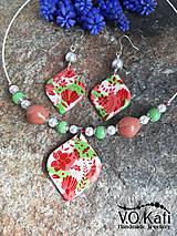 Sady šperkov - Sada šperkov (aj) z polymérovej hmoty - jarné farby s kviektami - 15604818_