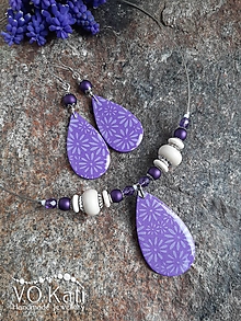 Sady šperkov - Sada šperkov (aj) z polymérovej hmoty - fialová, kvety - 15604684_