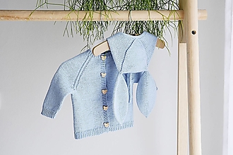 Detské oblečenie - Svetrík pre bábätko - zvieratká z lesa (Dlhý rukáv - modrá) - 15605755_