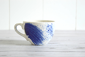 Nádoby - Šálka Modrou maľované (Kávová) - 15604780_