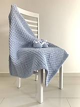 Detský textil - Deka do kočíka z Alize Puffy Fine 90x80cm sivo-modrá + papučky - 15606730_