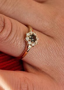 Prstene - Zlatý prsteň Snowdrop s moldavitom a diamantmi Sl1-g 0,2040ct (19) - 15604673_