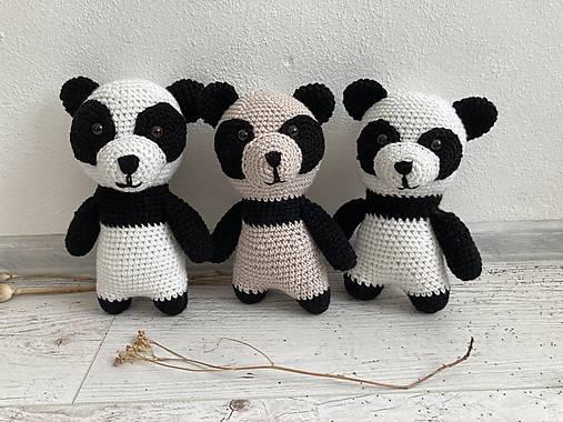 Hračky - PANDA -háčkovaná hračka /3 x / - 15606312_