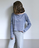 Svetre a kardigány - bledomodrý ľanový pulover - 15605298_