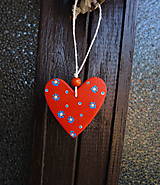 Dekorácie - drevené maľované srdce modré kvietky - 15607577_
