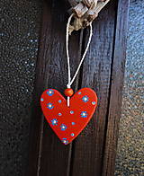 Dekorácie - drevené maľované srdce modré kvietky - 15607584_