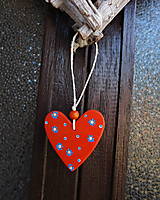 Dekorácie - drevené maľované srdce modré kvietky - 15607587_