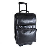 Veľké tašky - Celokožený cestovný kufor v čiernej farbe, tmavé kovanie - 15607996_