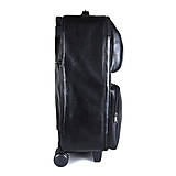 Veľké tašky - Celokožený cestovný kufor v čiernej farbe, tmavé kovanie - 15607997_