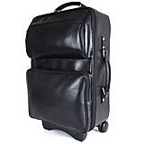 Veľké tašky - Celokožený cestovný kufor v čiernej farbe, tmavé kovanie - 15608000_