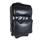 Veľké tašky - Celokožený cestovný kufor v čiernej farbe, tmavé kovanie - 15608001_