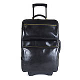 Veľké tašky - Celokožený cestovný kufor v čiernej farbe, staromosádzne kovanie - 15608016_