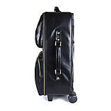 Veľké tašky - Celokožený cestovný kufor v čiernej farbe, staromosádzne kovanie - 15608019_