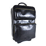 Veľké tašky - Celokožený cestovný kufor v čiernej farbe, staromosádzne kovanie - 15608025_