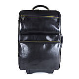 Veľké tašky - Celokožený cestovný kufor v čiernej farbe, staromosádzne kovanie - 15608026_