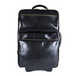 Veľké tašky - Celokožený cestovný kufor v čiernej farbe, staromosádzne kovanie - 15608027_