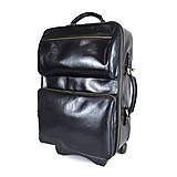 Veľké tašky - Celokožený cestovný kufor v čiernej farbe, staromosádzne kovanie - 15608028_