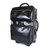 Veľké tašky - Celokožený cestovný kufor v čiernej farbe, staromosádzne kovanie - 15608029_
