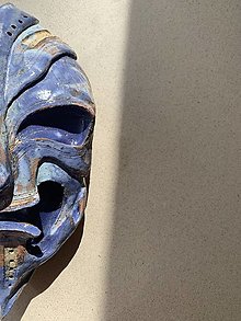 Dekorácie - Keramická maska Blue Moon - 15608339_