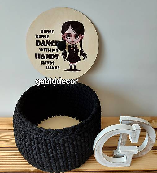 Handmade háčkovaný košík z kvalitných šnúr s vrchnáčikom (Variant 1 (košík čierny, vrchnák čierny, úchytka čierna))