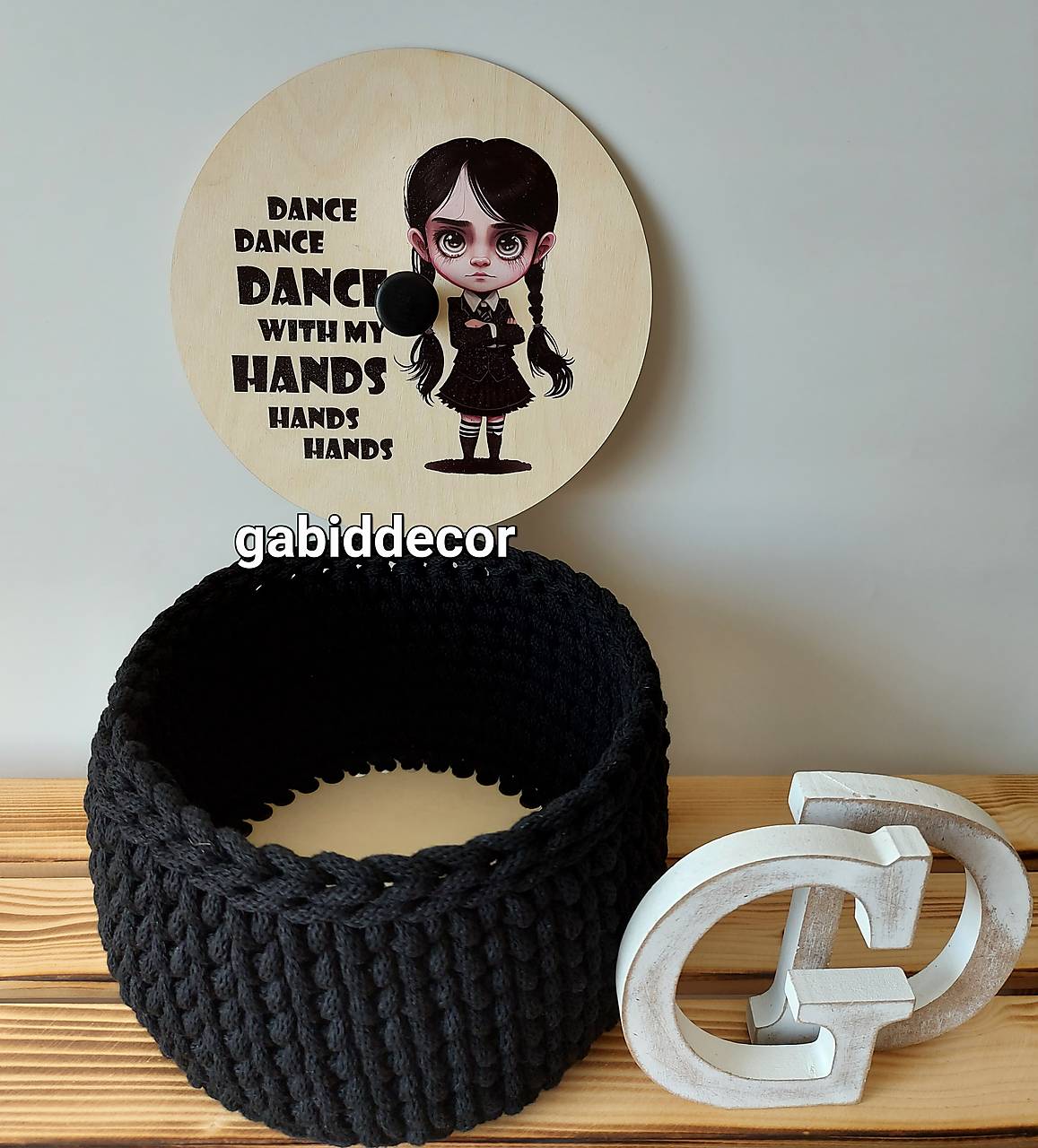 Handmade háčkovaný košík z kvalitných šnúr s vrchnáčikom (Variant 1 (košík čierny, vrchnák čierny, úchytka čierna))