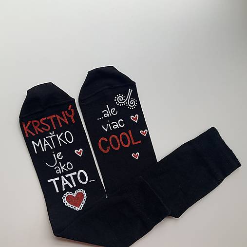 Maľované ponožky pre KRSTNÚ/KRSTNÉHO, ktorí sú výnimoční a COOL (Čierne pre krstného (s menom alebo bez mena))