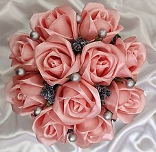 Dekorácie - Ruže v ružovo-šedom boxe (Ružová) - 15607893_